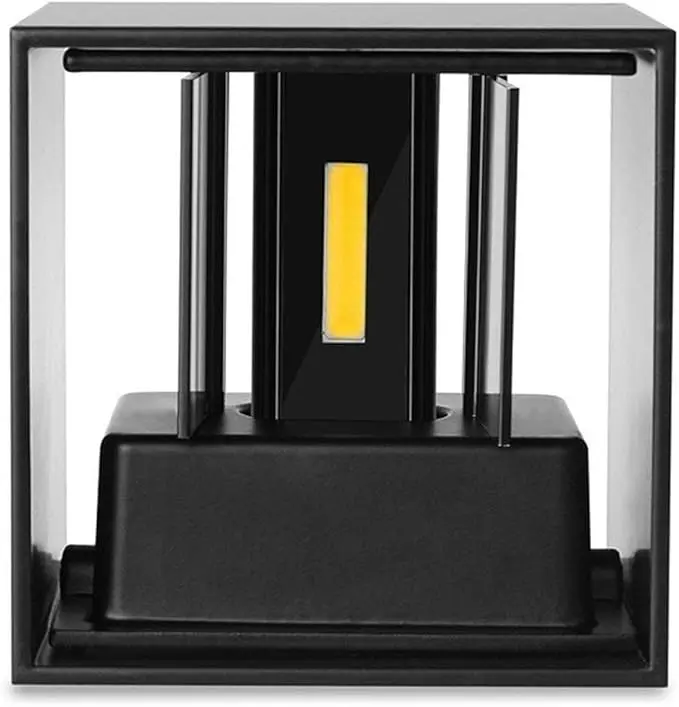 APLIQUE DE PARED NEGRO CUADRADO CALIDO 2*3W