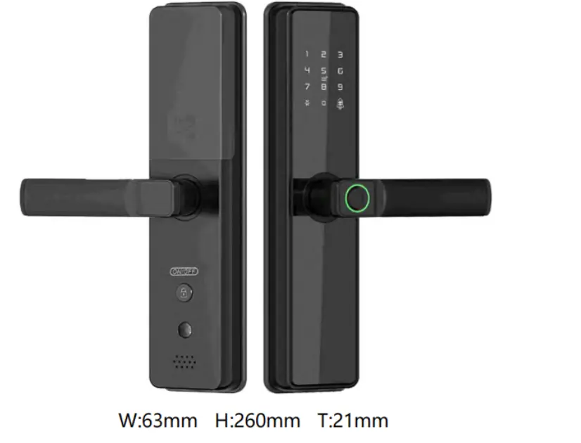 Cerradura inteligente Tuya WIFI Parametros: Llave+Codigo+Tarjeta+huella Color：Negro