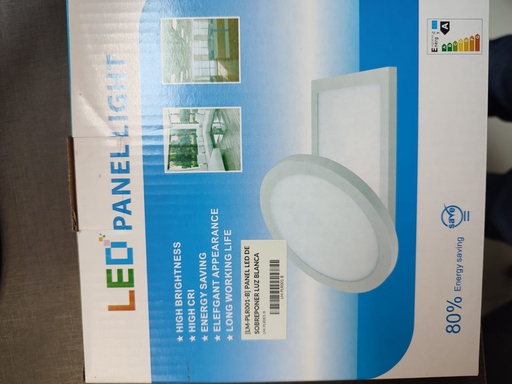 [LED1110006] PANEL LED DE SOBREPONER REDONDO DE 12W LUZ BLANCA 6000K AC85-265V